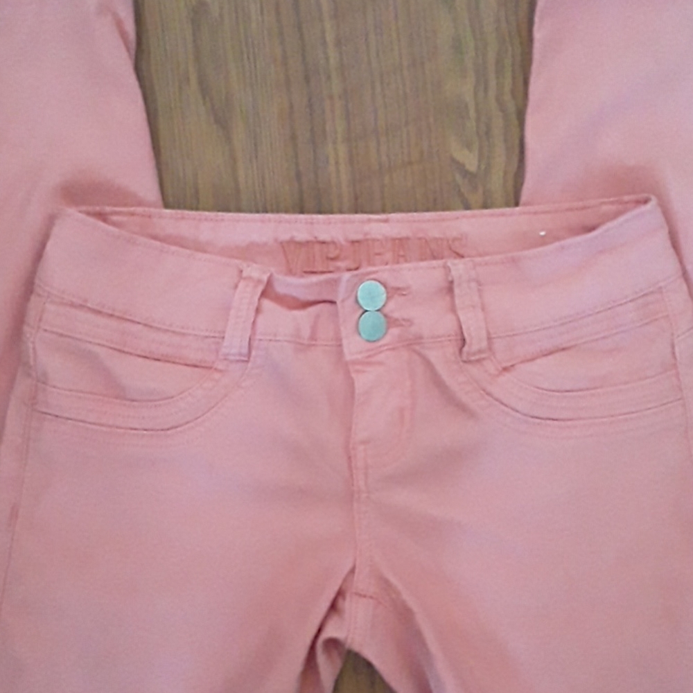 V.I.P. Peach Pants Skinny Jeans Coral Pink Color Size 3